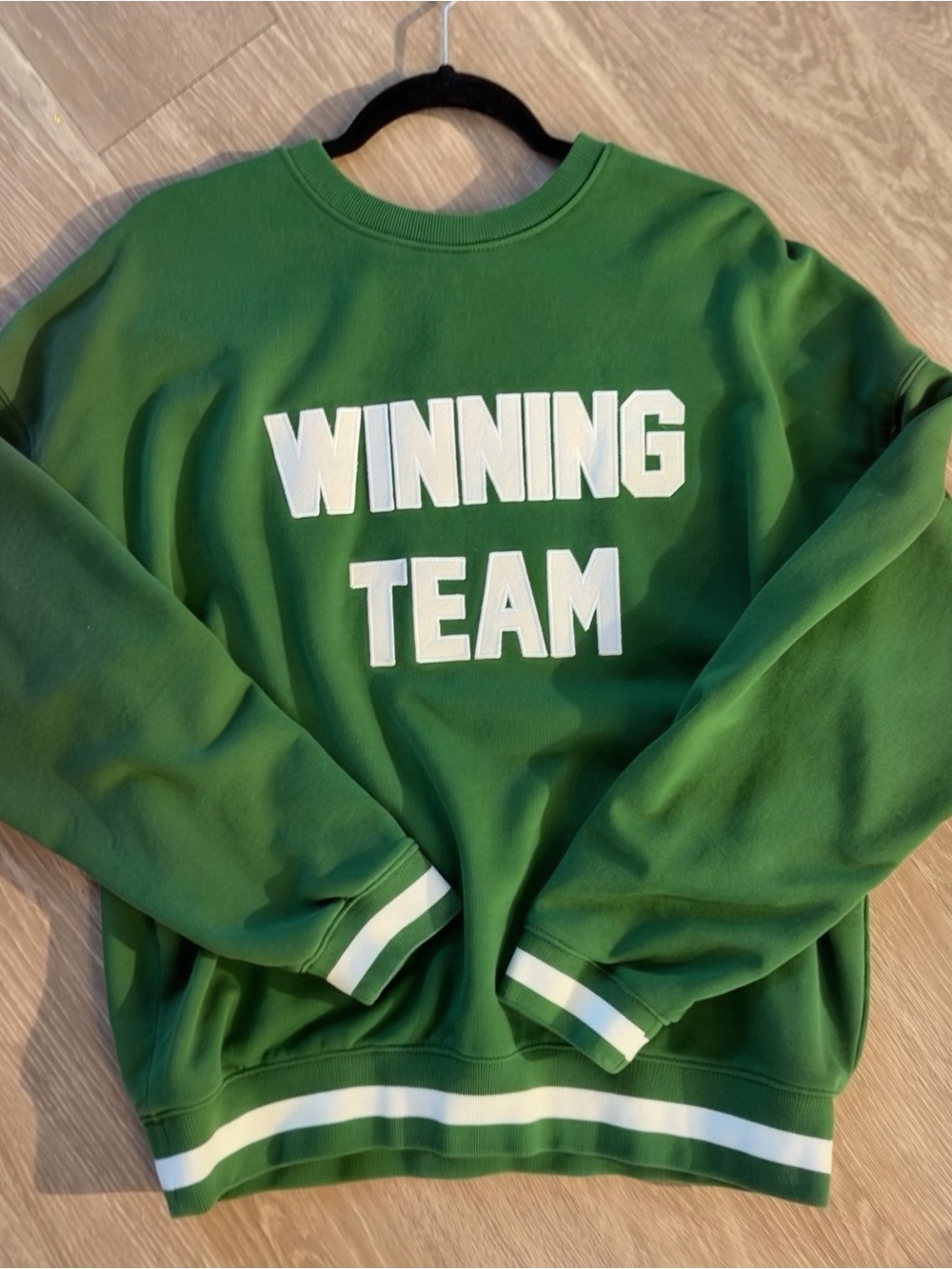 Anthropologie Winning Team Oversized Sweatshirt Green Varsity Crew L